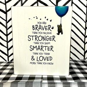 NIB Dicksons Gifts “You are Braver than” Winnie the Pooh Wooden Box Art, 8x9.5
